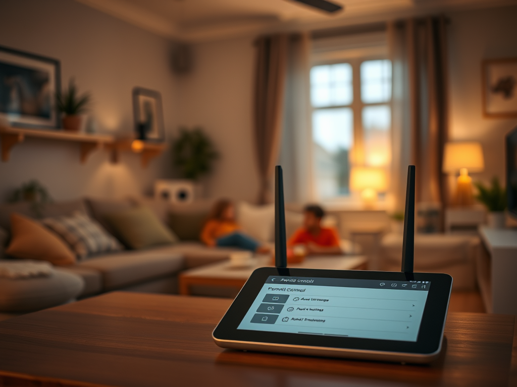 Moderne Wohnung mit WLAN-Router.