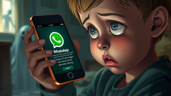 Junge mit Smartphone und WhatsApp-App