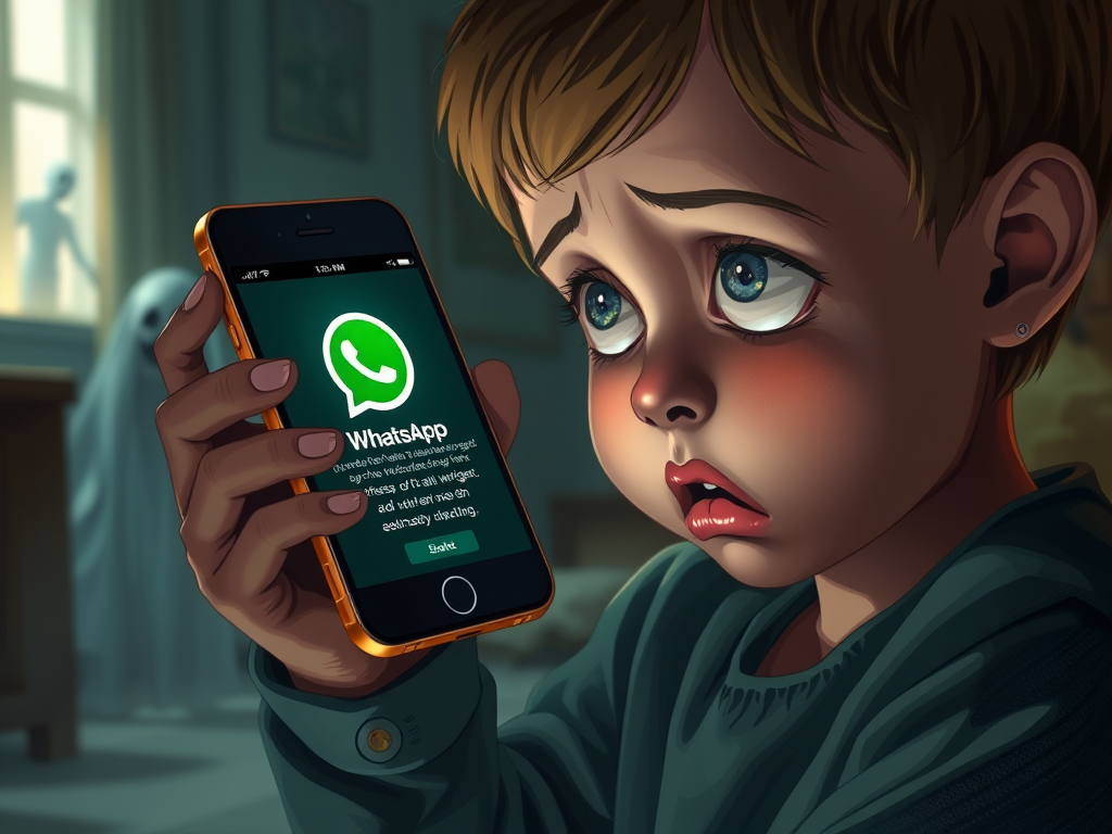 Junge mit Smartphone und WhatsApp-App