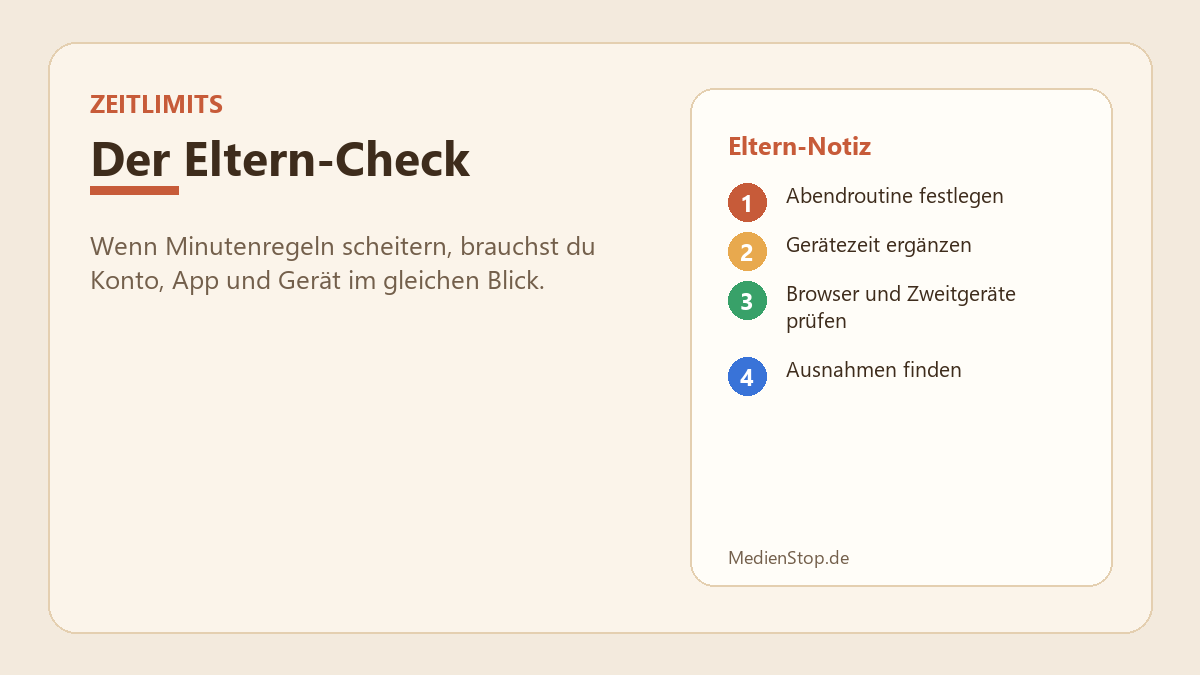 App-Limits werden ignoriert: warum Zeitlimits nicht greifen und was hilft 3 App-Limits werden ignoriert: warum Zeitlimits nicht greifen und was hilft - Elterncheck