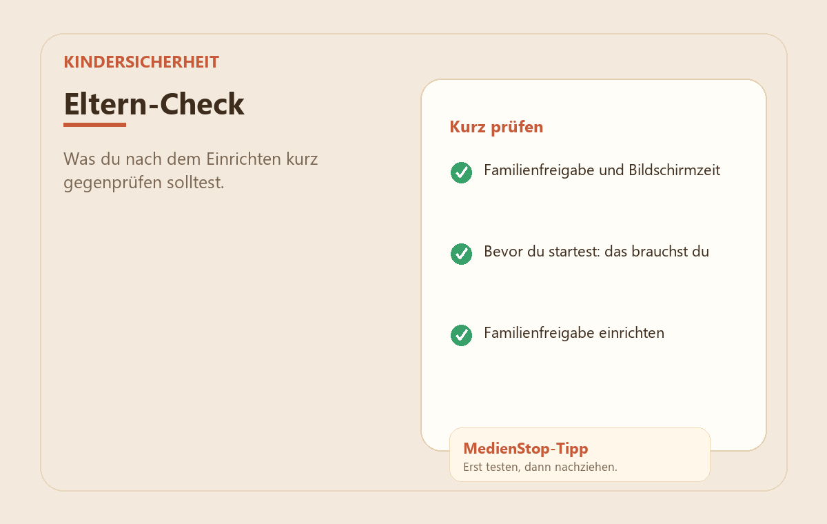 Apple Familienfreigabe & Bildschirmzeit – die Eltern-Steuerzentrale einrichten 3 MedienStop-Praxisbild zu Apple Familienfreigabe & Bildschirmzeit – die Eltern-Steuerzentrale einrichten: elterncheck