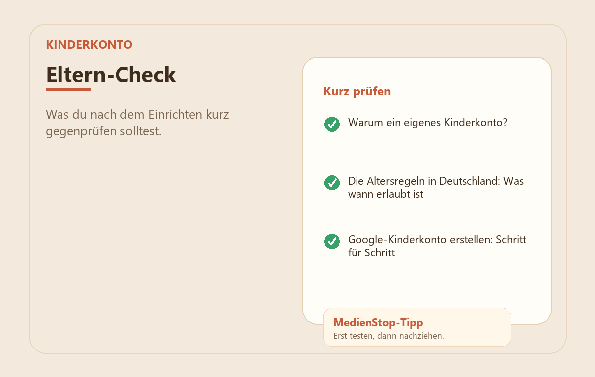 Das erste Konto fürs Kind: Google-Konto & Apple-ID richtig anlegen 3 MedienStop-Praxisbild zu Das erste Konto fürs Kind: Google-Konto & Apple-ID richtig anlegen: elterncheck