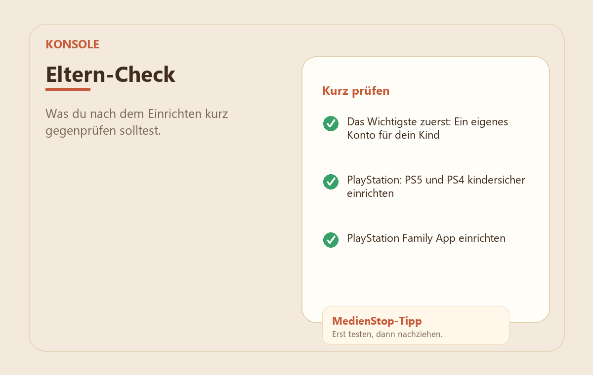 Konsole kindersicher einrichten: PS5, PS4 & Nintendo Switch 3 MedienStop-Praxisbild zu Konsole kindersicher einrichten: PS5, PS4 & Nintendo Switch: elterncheck