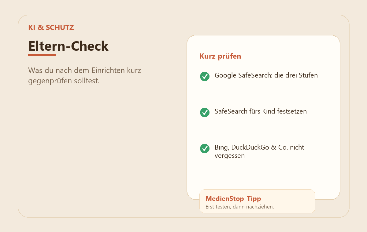 Browser & Google kindersicher: SafeSearch, sichere Suche & Jugendschutz 3 MedienStop-Praxisbild zu Browser & Google kindersicher: SafeSearch, sichere Suche & Jugendschutz: elterncheck