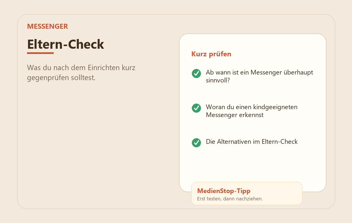 Sichere Messenger für Kinder: die besten WhatsApp-Alternativen 3 MedienStop-Praxisbild zu Sichere Messenger für Kinder: die besten WhatsApp-Alternativen: elterncheck