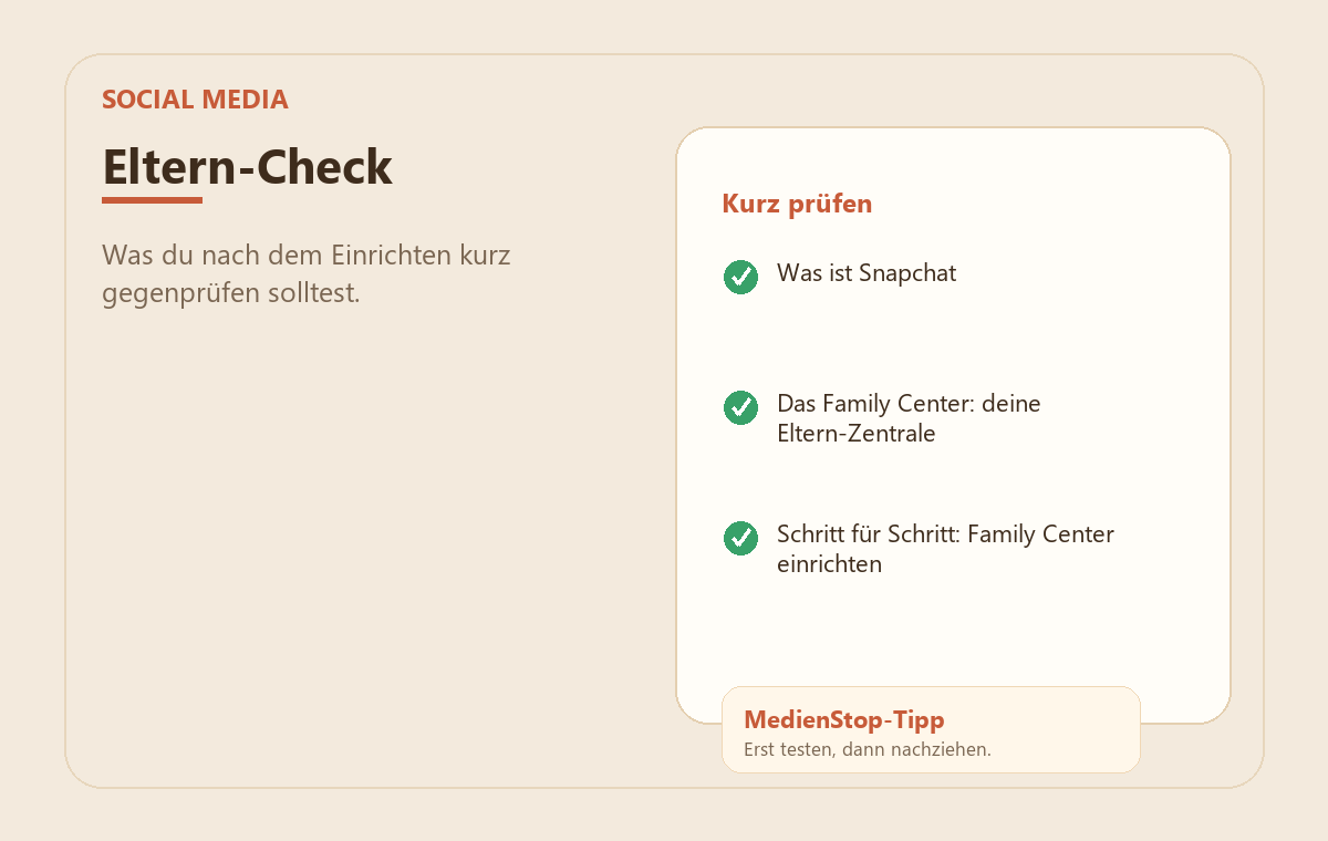 Snapchat kindersicher einrichten: das Family Center für Eltern 3 MedienStop-Praxisbild zu Snapchat kindersicher einrichten: das Family Center für Eltern: elterncheck