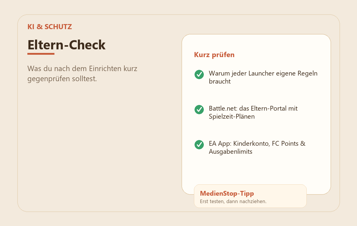 Spiele-Launcher am PC kindersicher: Battle.net, EA App & Ubisoft Connect 3 MedienStop-Praxisbild zu Spiele-Launcher am PC kindersicher: Battle.net, EA App & Ubisoft Connect: elterncheck