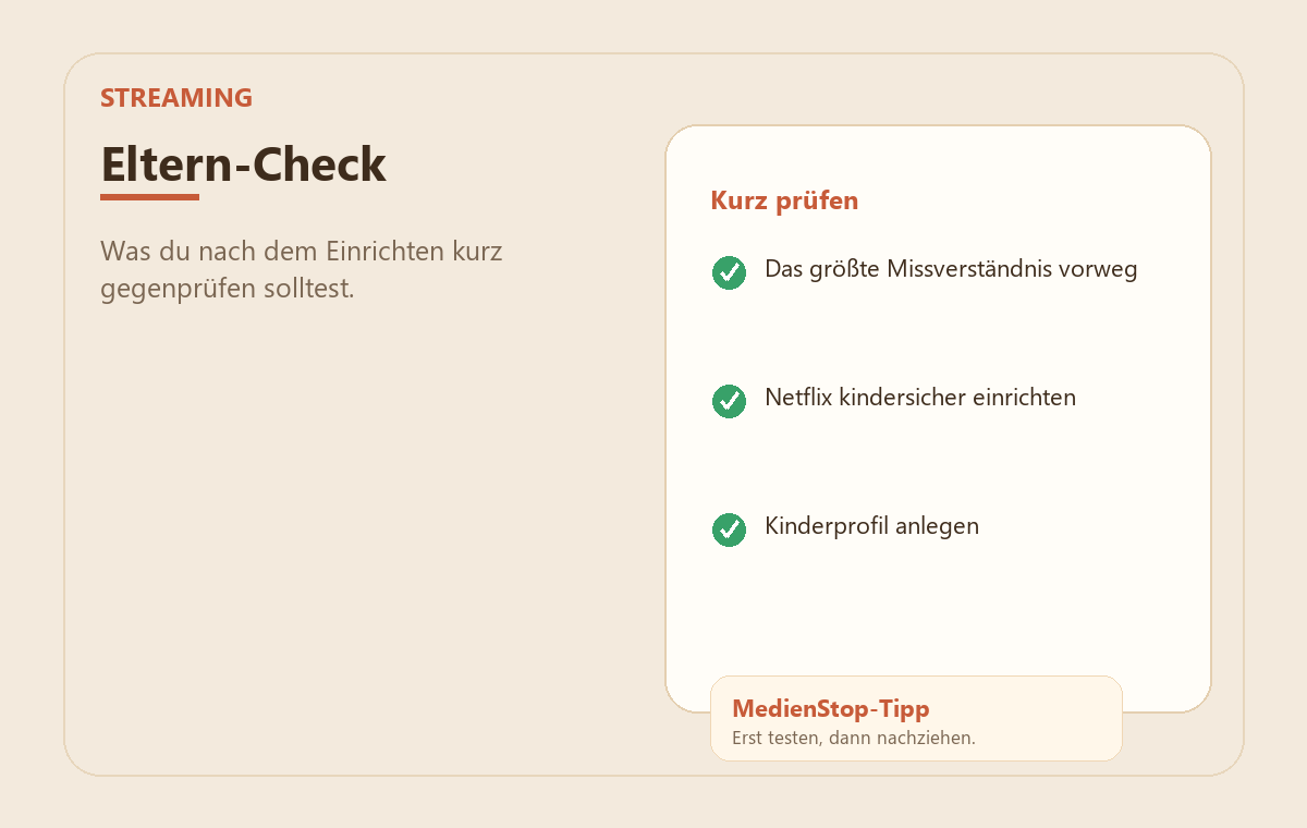 Streaming kindersicher einrichten: Netflix & Disney+ 3 MedienStop-Praxisbild zu Streaming kindersicher einrichten: Netflix & Disney+: elterncheck