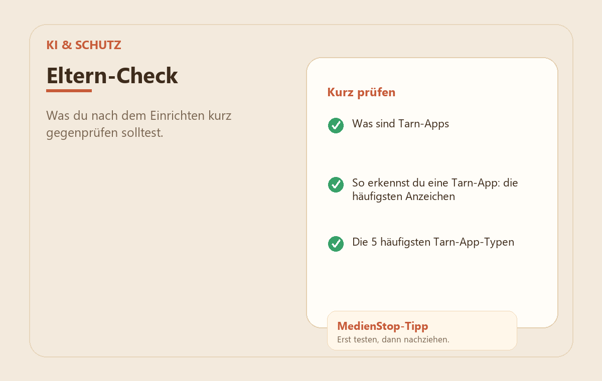 Tarn-Apps erkennen: versteckte Apps auf dem Handy deines Kindes finden 3 MedienStop-Praxisbild zu Tarn-Apps erkennen: versteckte Apps auf dem Handy deines Kindes finden: elterncheck