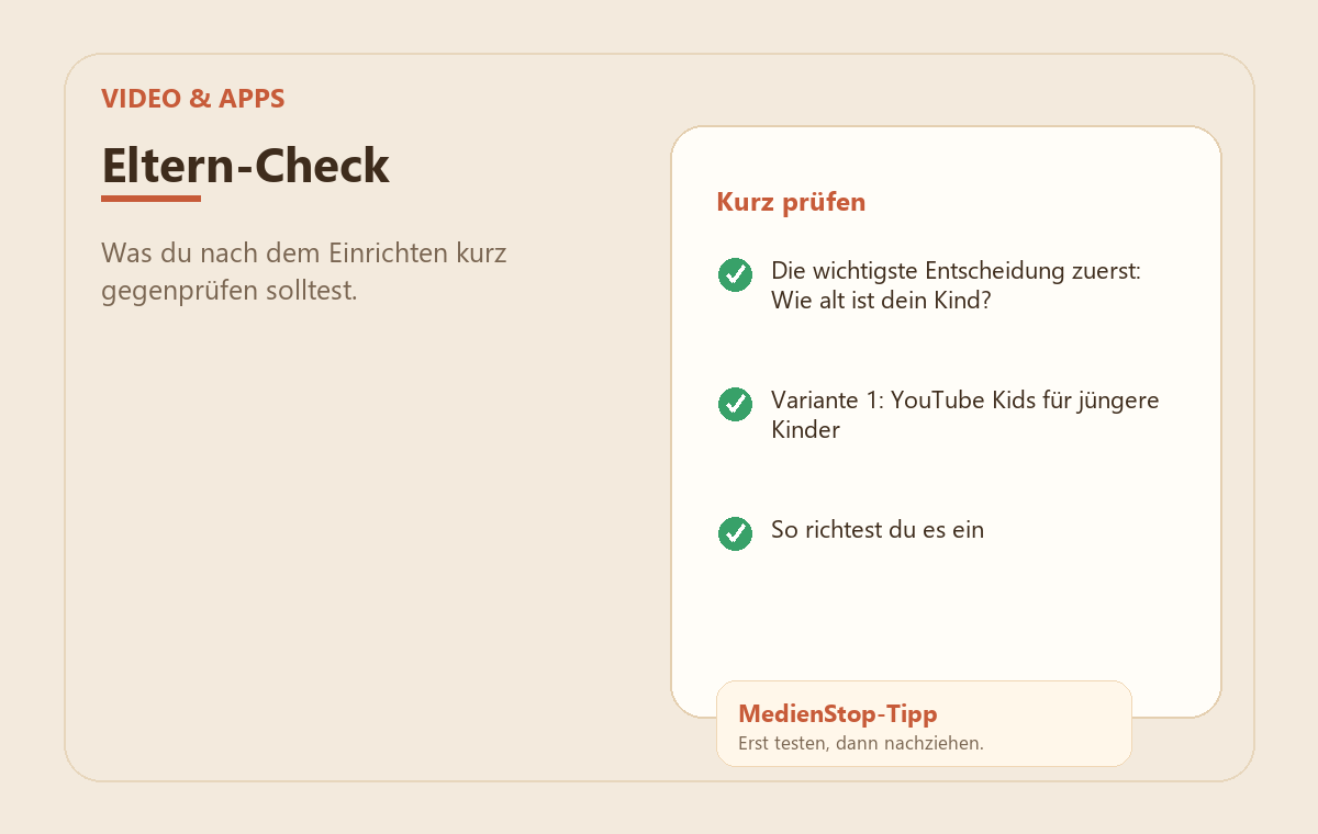 YouTube für Kinder einrichten: Kids-App & Elternaufsicht 3 MedienStop-Praxisbild zu YouTube für Kinder einrichten: Kids-App & Elternaufsicht: elterncheck